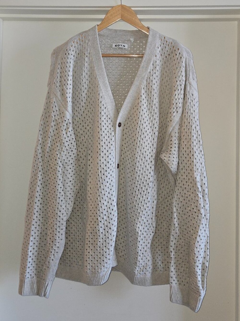 KOTN Men's Mina Cardigan in Oat Melange - Picture 4 of 6